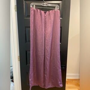 Mixology Lilac Satin Wide Leg Flowy Pants Sz L NWT